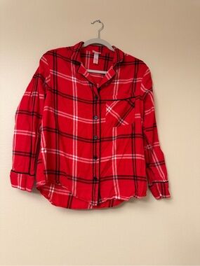 Wondershop Red Plaid Button-Front Pajama Top